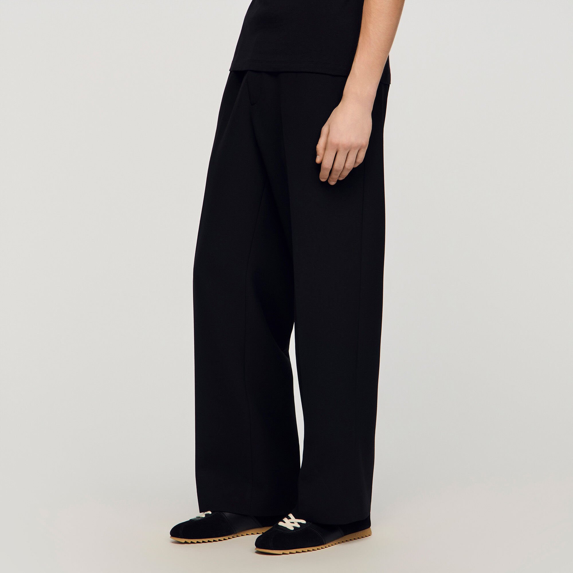 Leather and suede low-top trainers