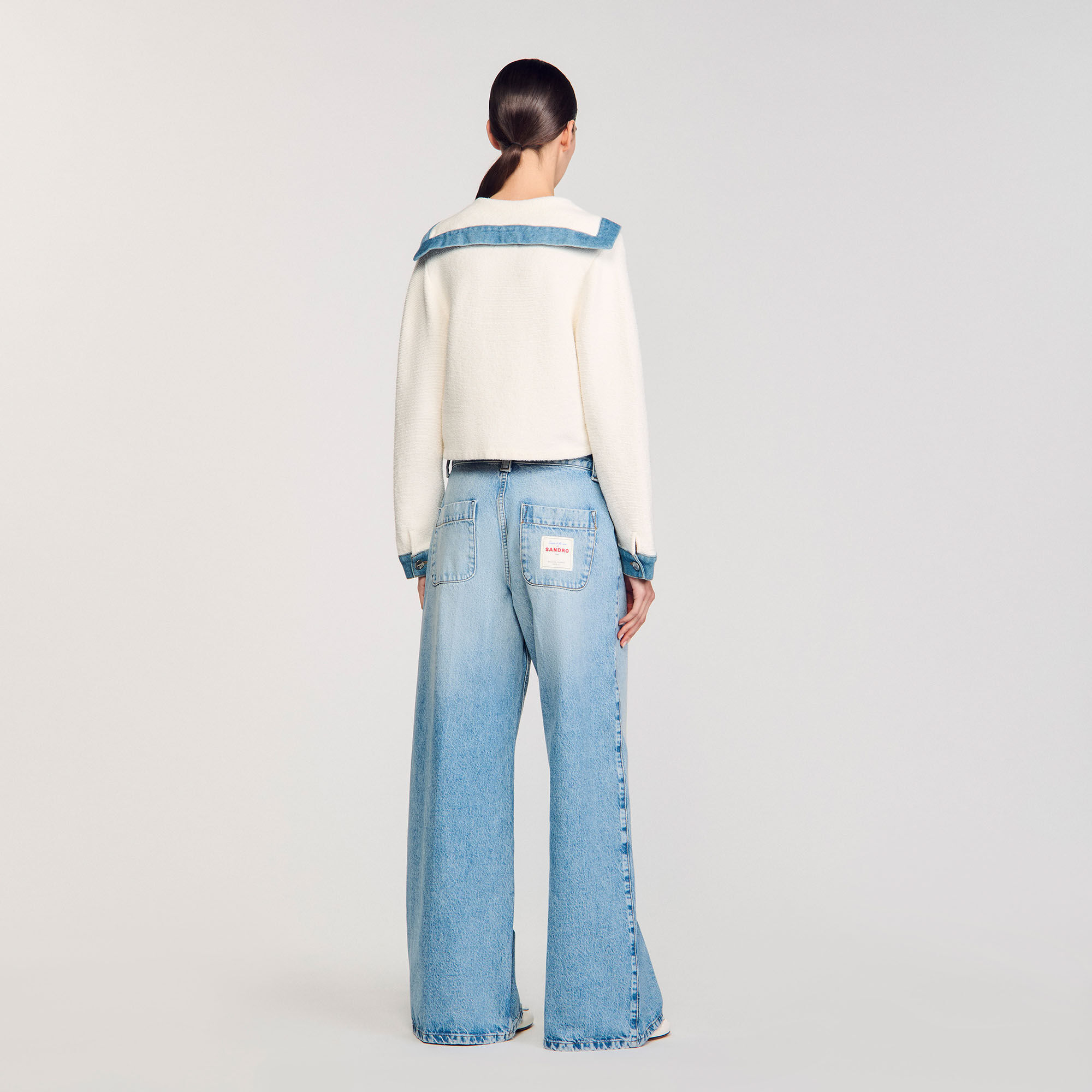 Cardigan mit Denim-Details