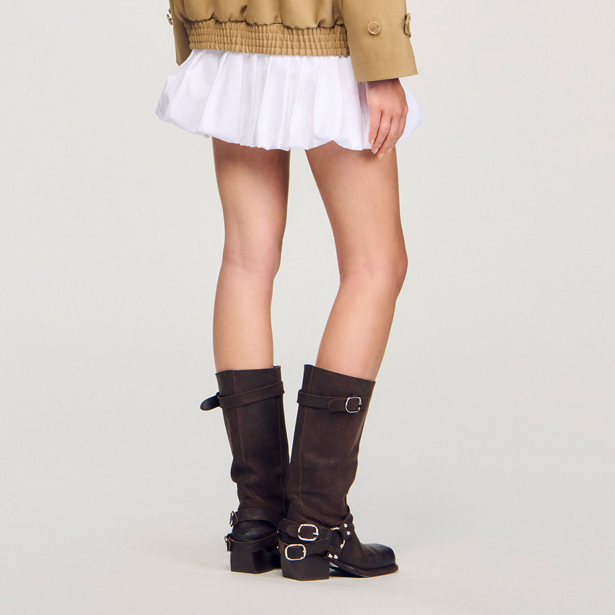 Leather buckle boots