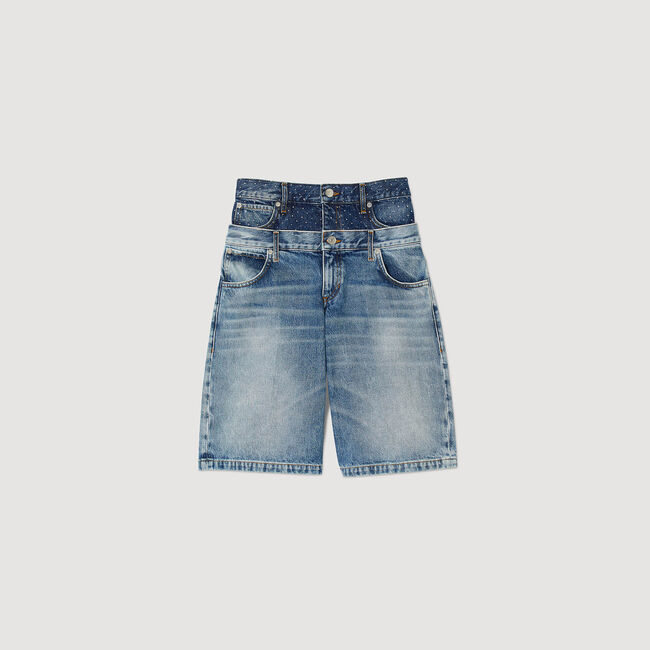 Bermudashorts aus Jeans mit Doppelgürtel