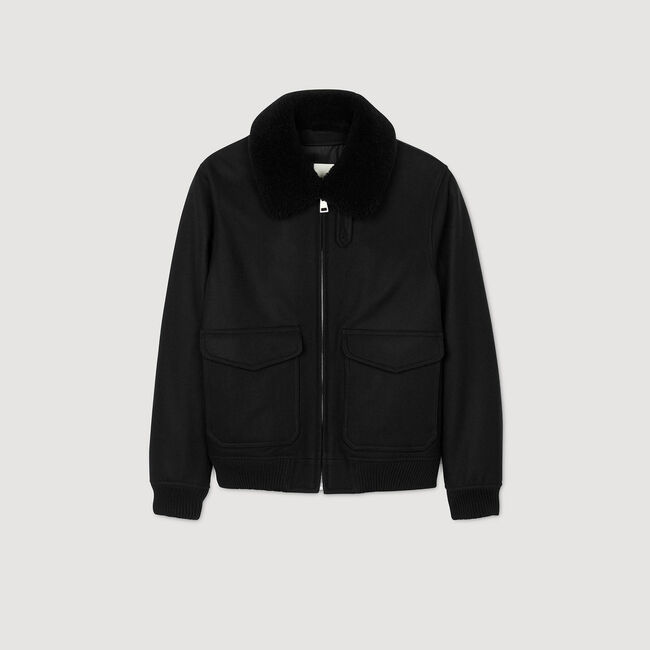 Fliegerjacke aus Wolle mit Kragen