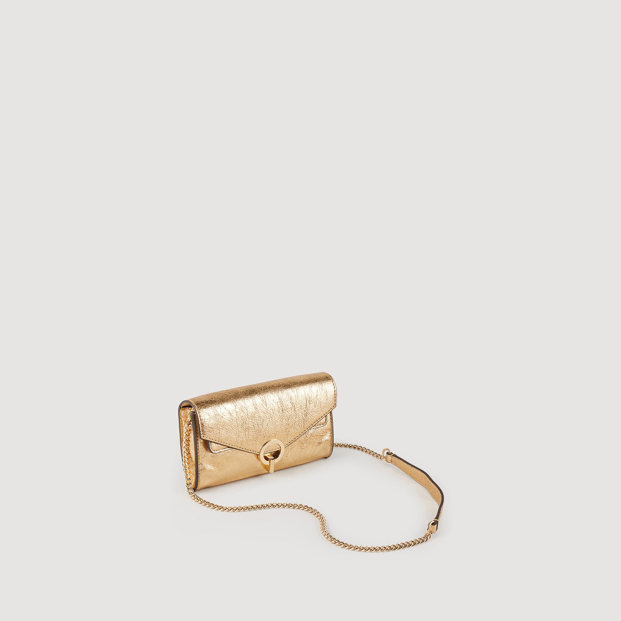 Gold shop leather bag