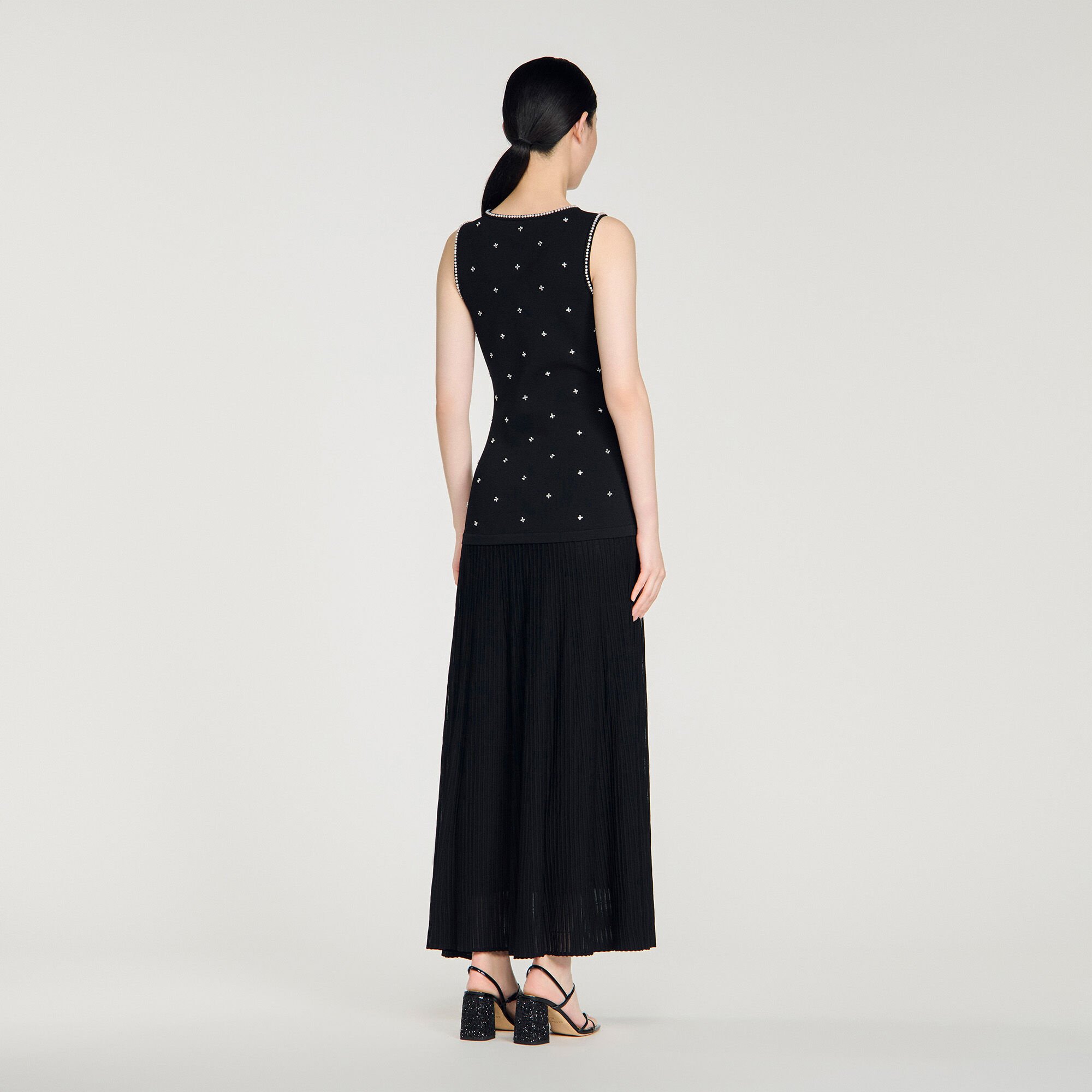 Langes Blumenkleid mit Strass