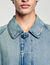 Long faded denim coat