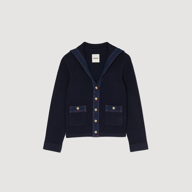 Cardigan mit Denim-Details