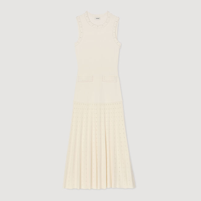 Robe longue en maille perlée