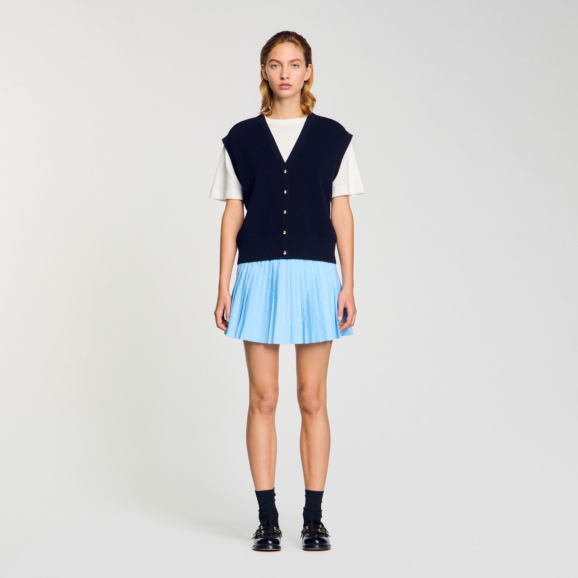Two-tone wool and cashmere jumper