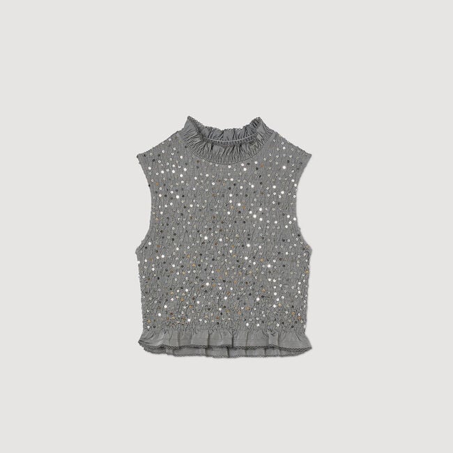 Smocked top with sequins
