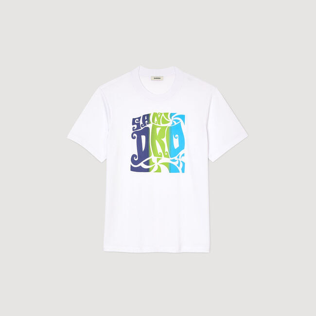 T-shirt en coton à imprimé vagues