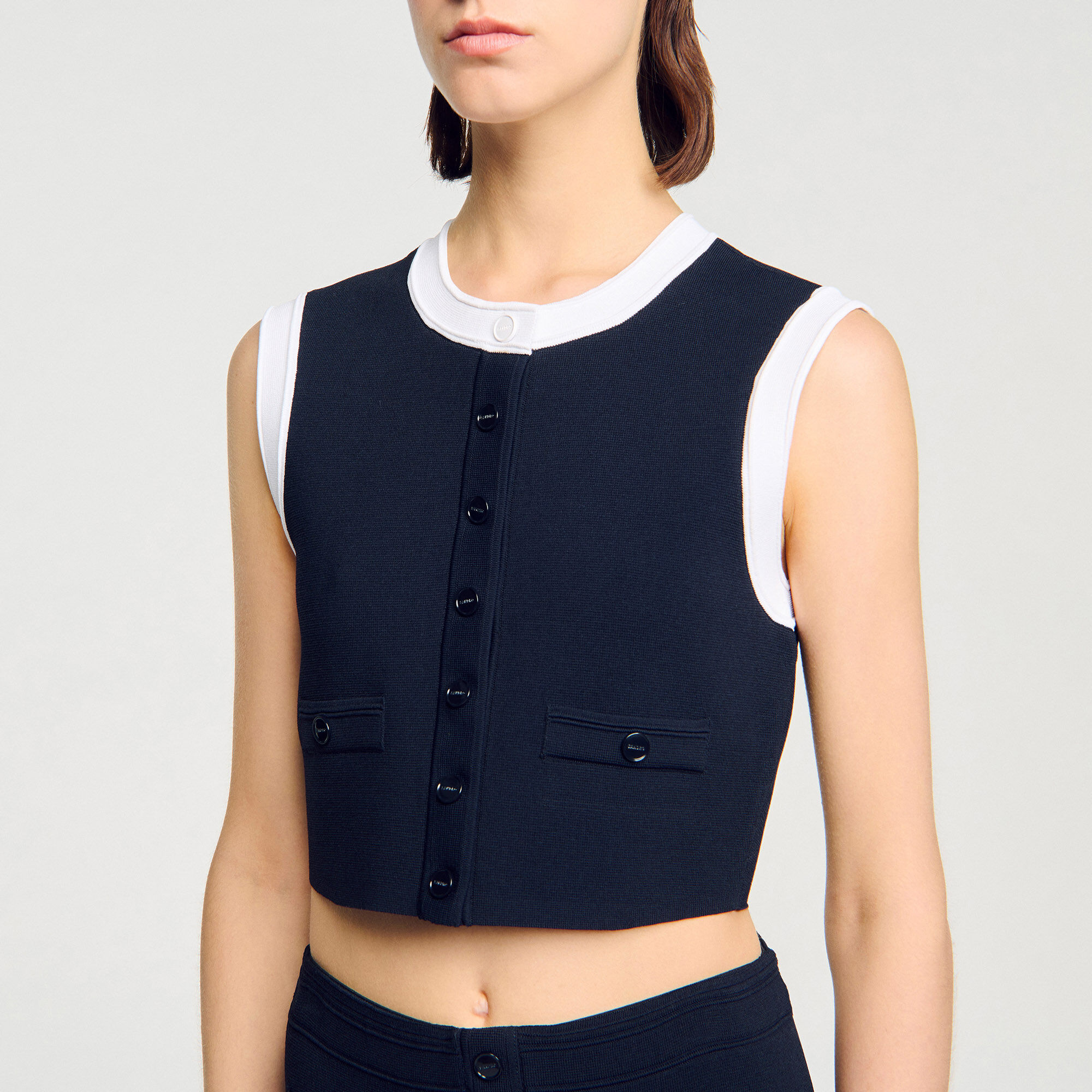 Gilet court bicolore