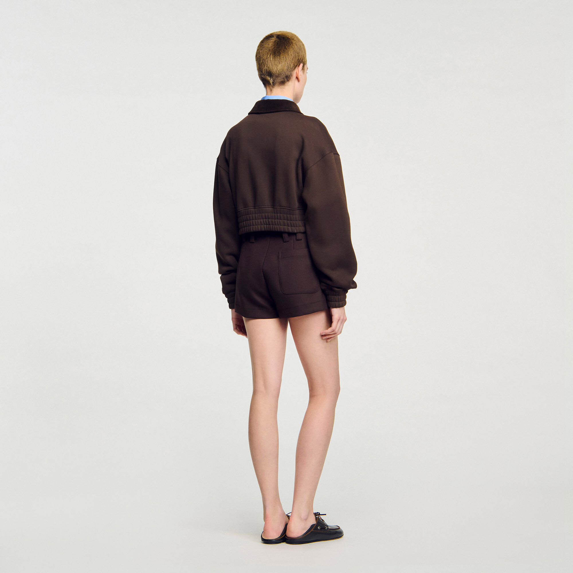 Kurzes Sweatshirt, zwei Materialien