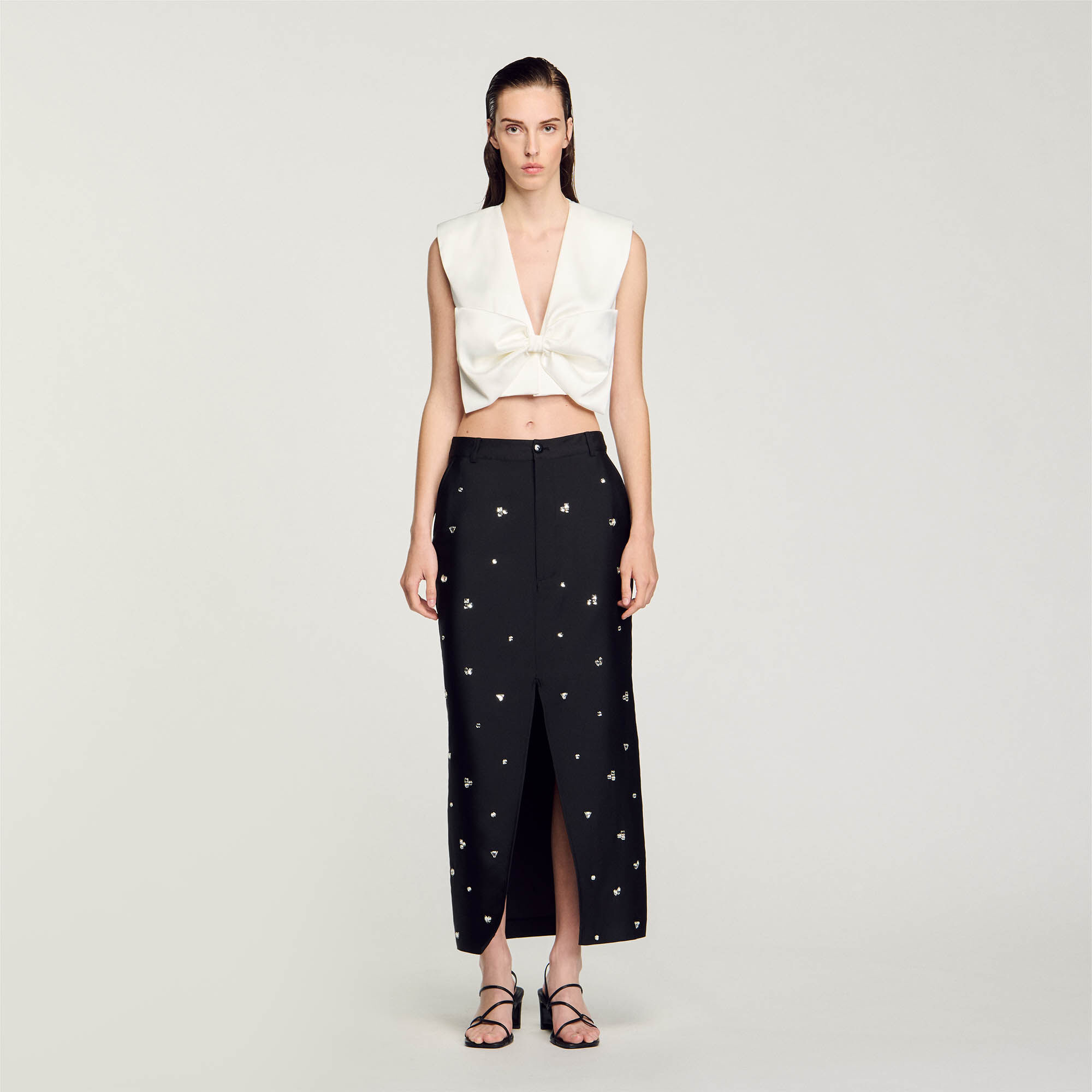 Satin-effect crop top