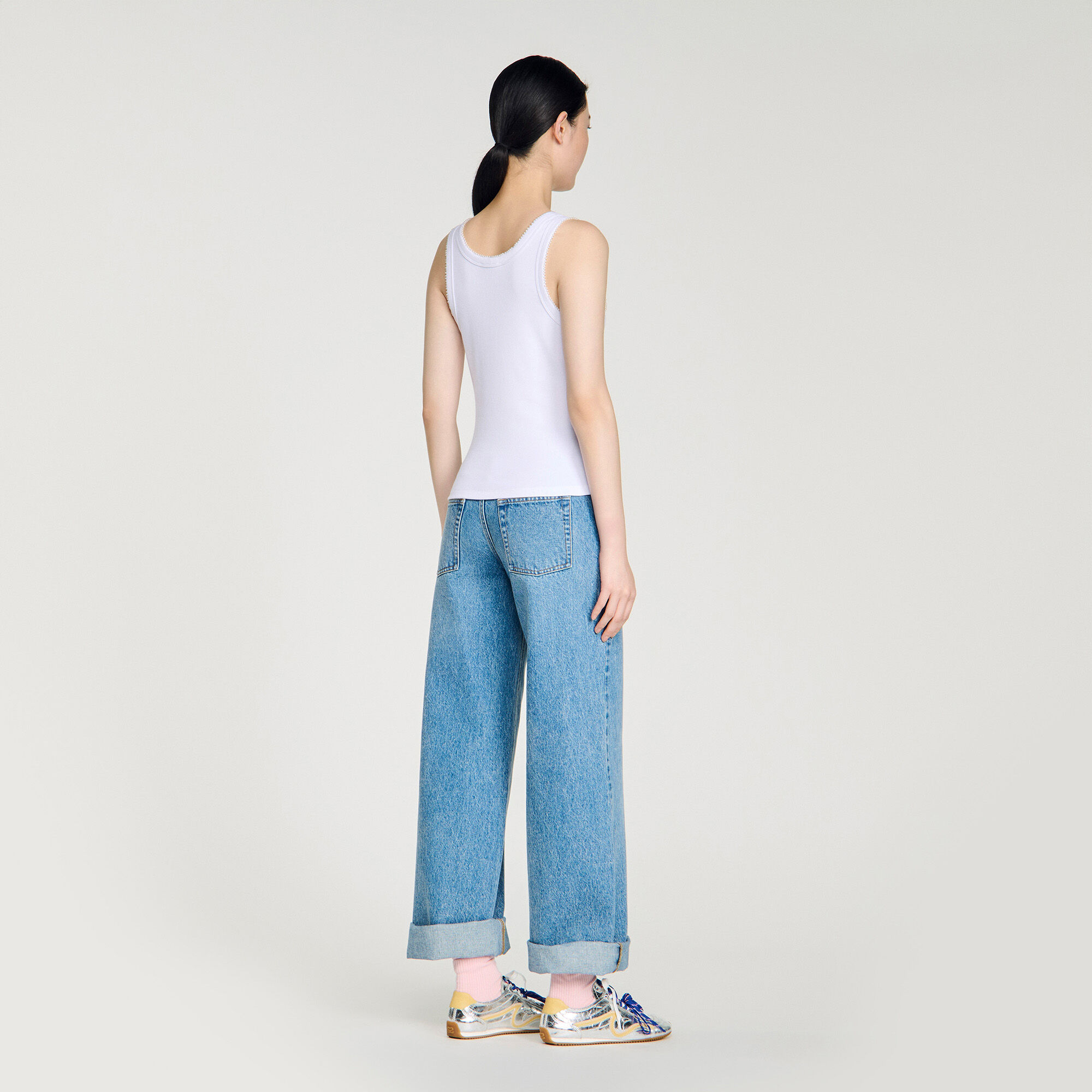 Beaded ribbed vest top