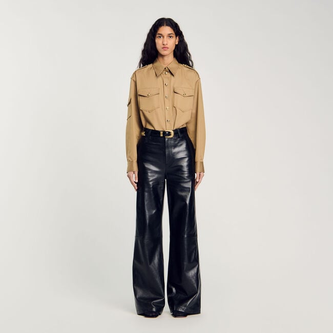 Pantalon évasé en cuir