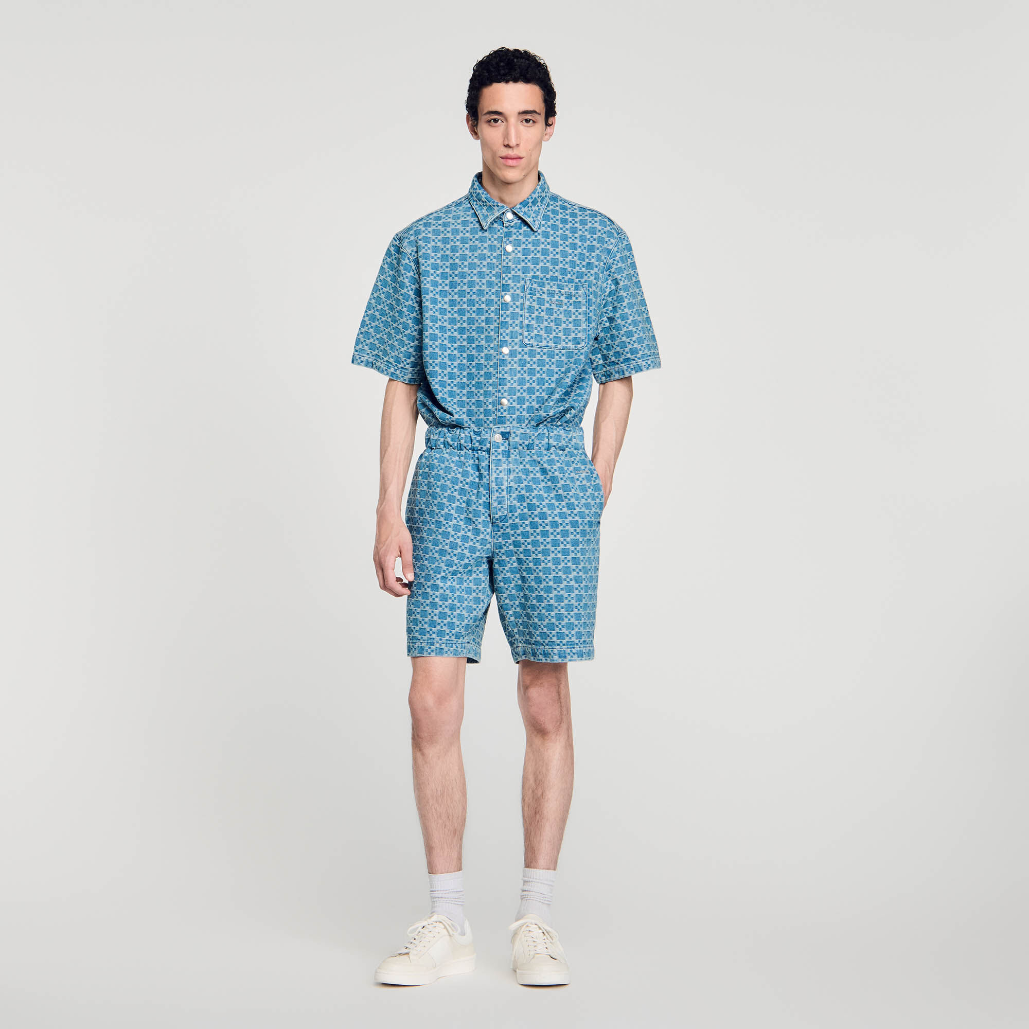 Bermuda en denim square cross