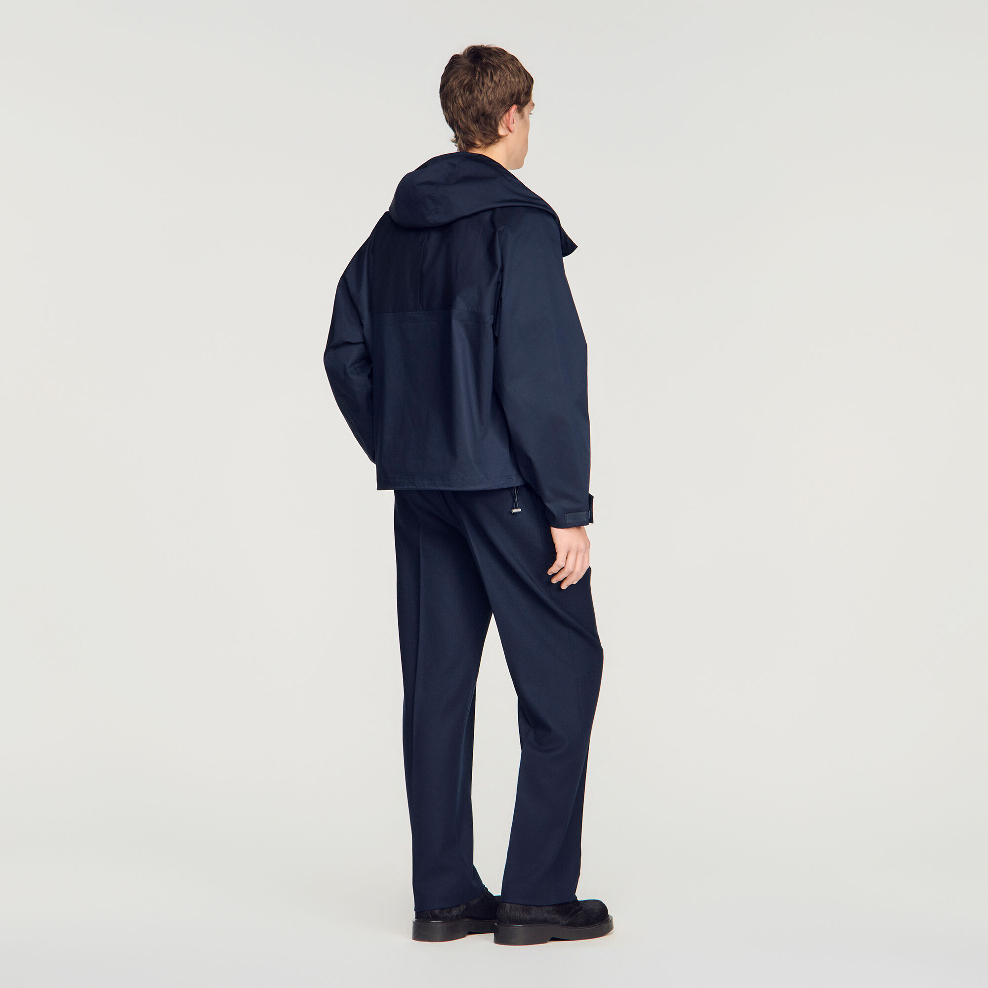 Hooded zip-up cotton jacket