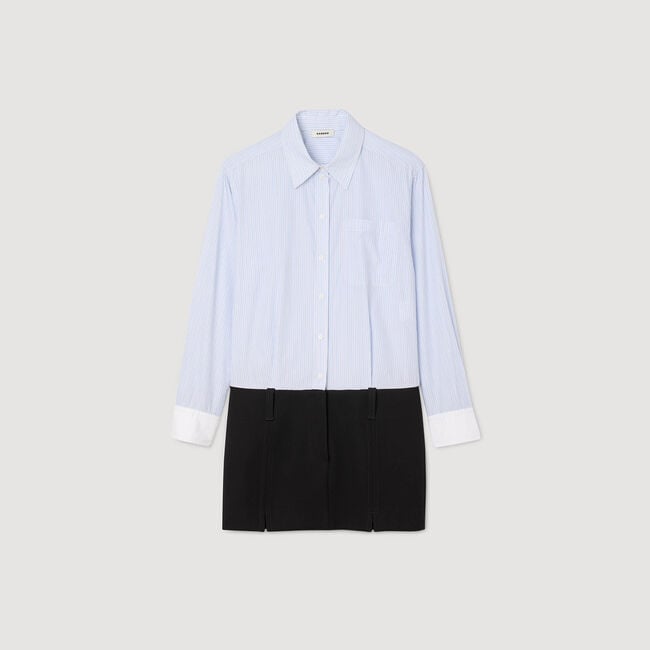 Robe courte bimatière col chemise