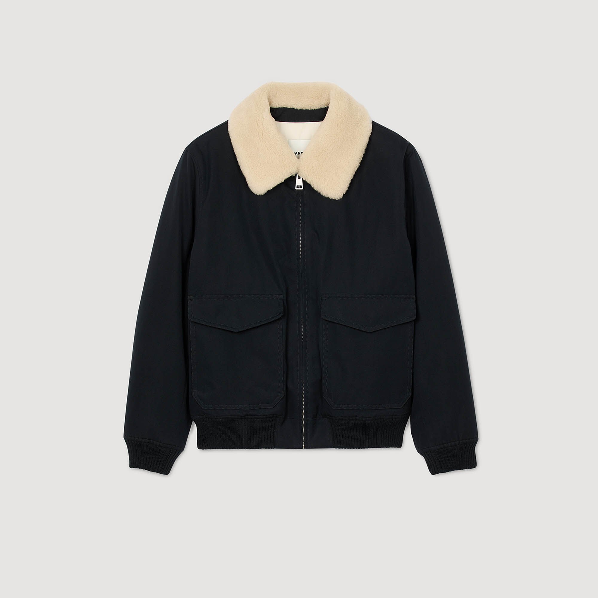 Fliegerjacke mit Schaffellkragen