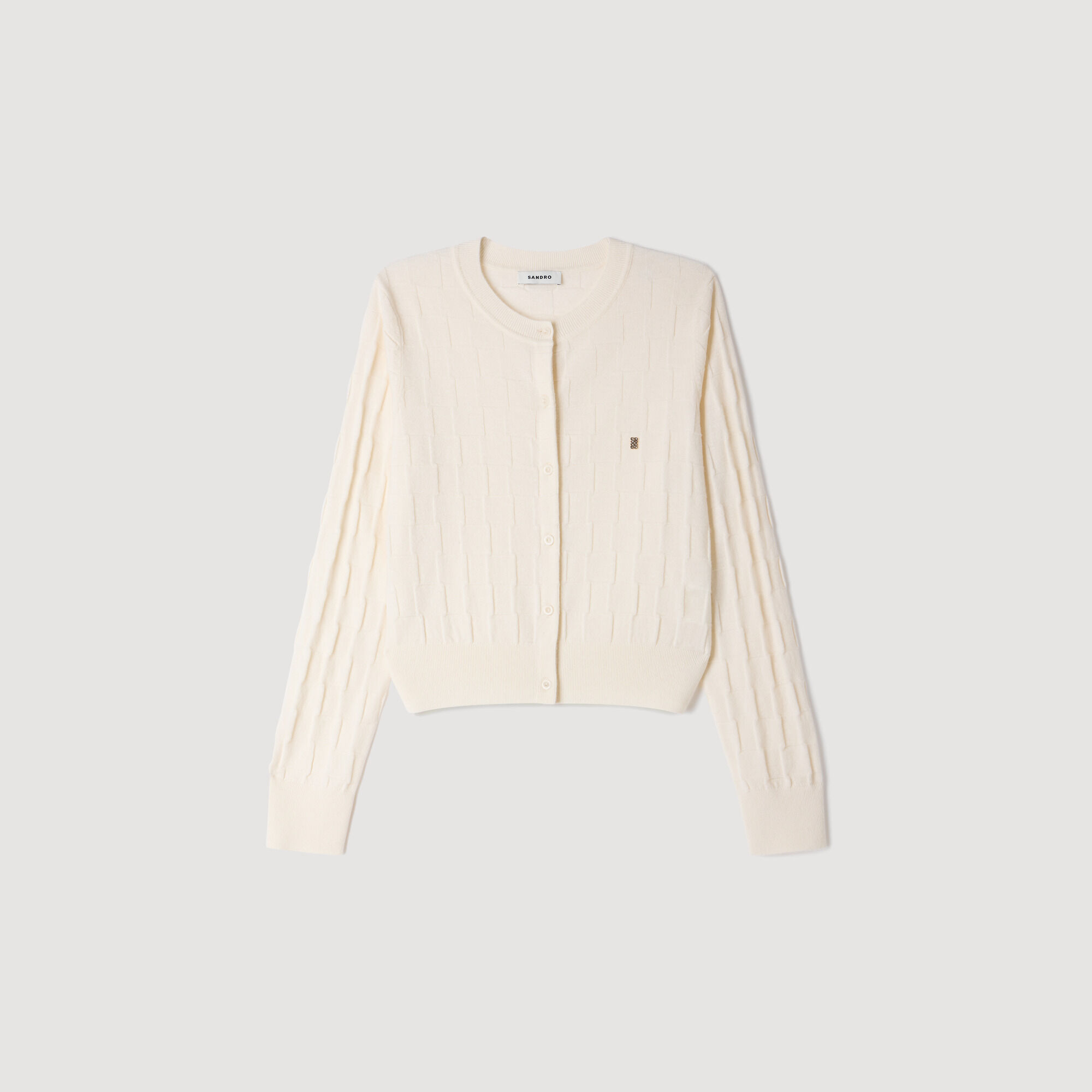 Cardigan court &agrave; point damier - Femme | Sandro