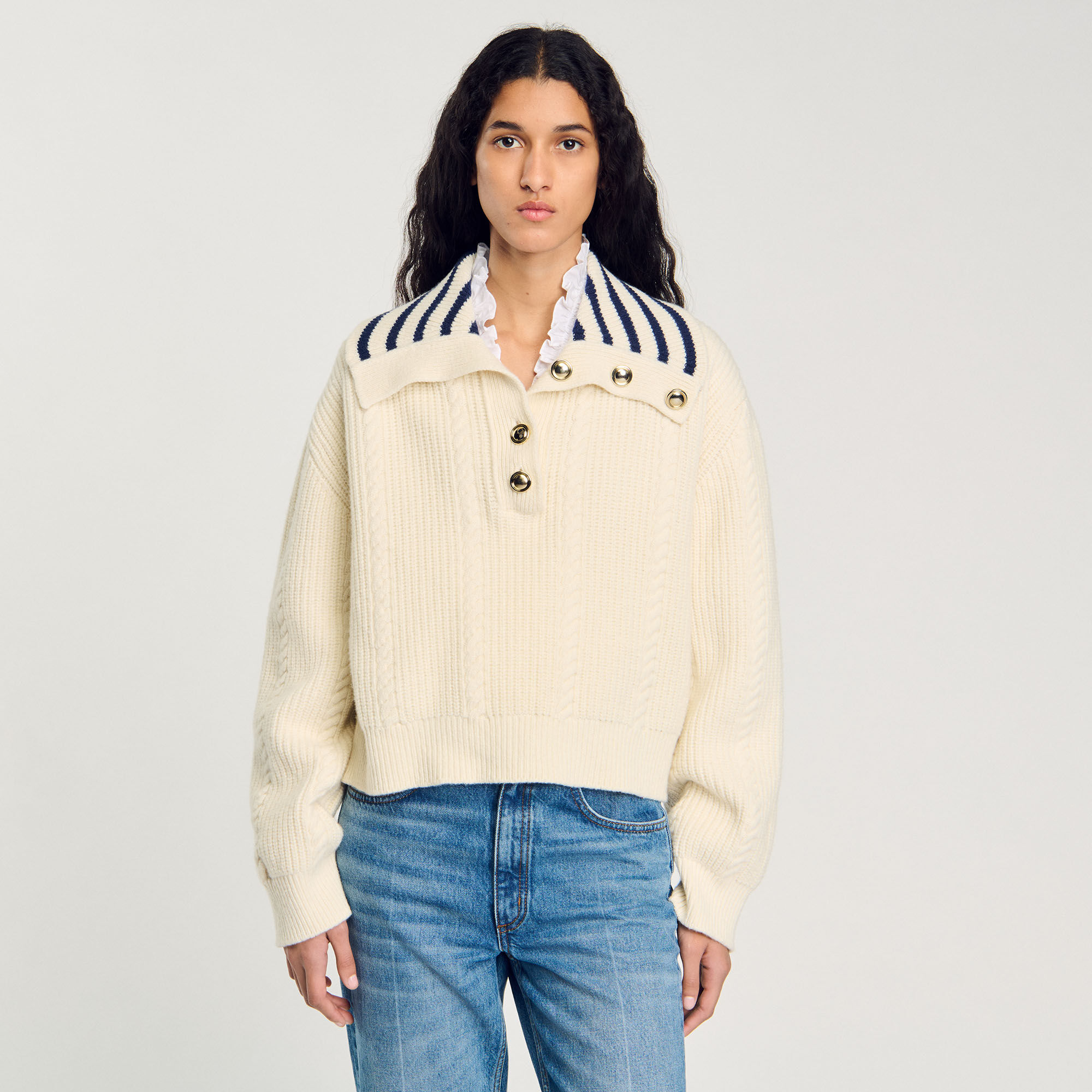 Stripy sailor-neck jumper