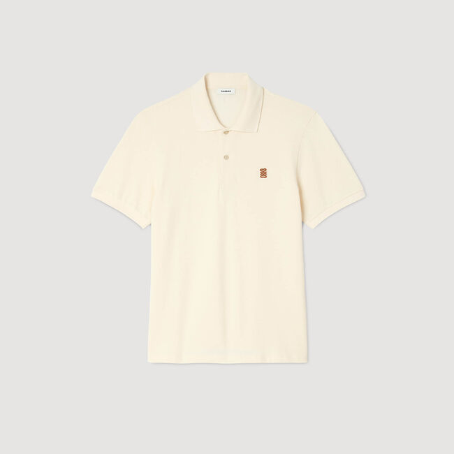 Polo shirt with leather logo