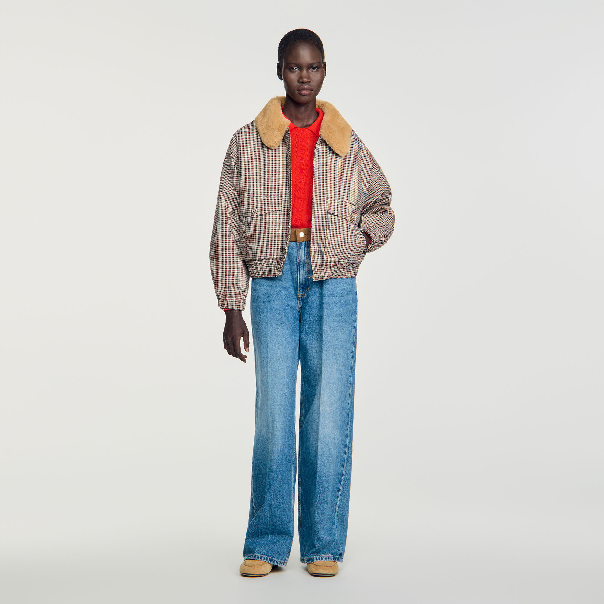Faux fur-lined coat - Women | Sandro