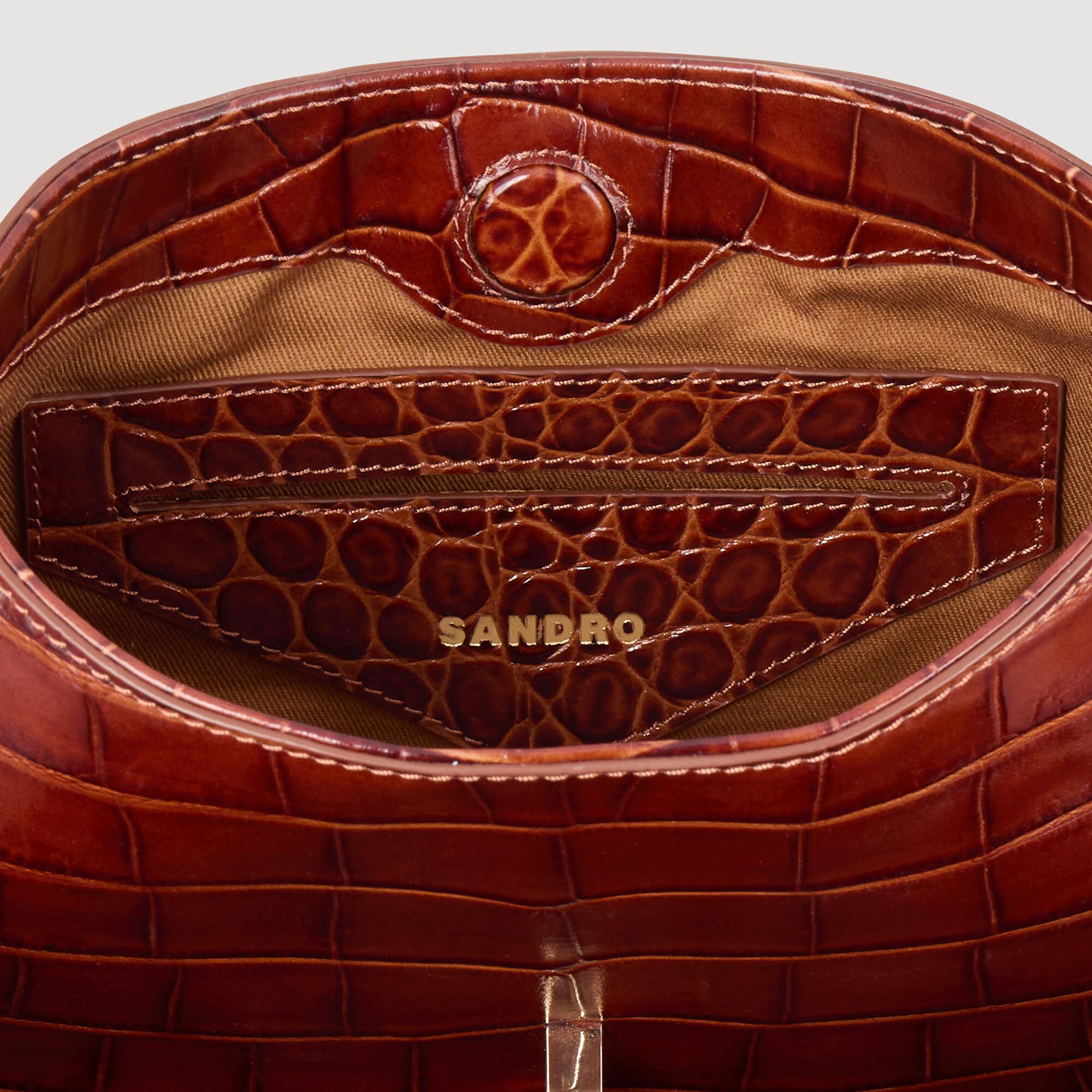 Geprägte Ledertasche Janet im Kroko-Look