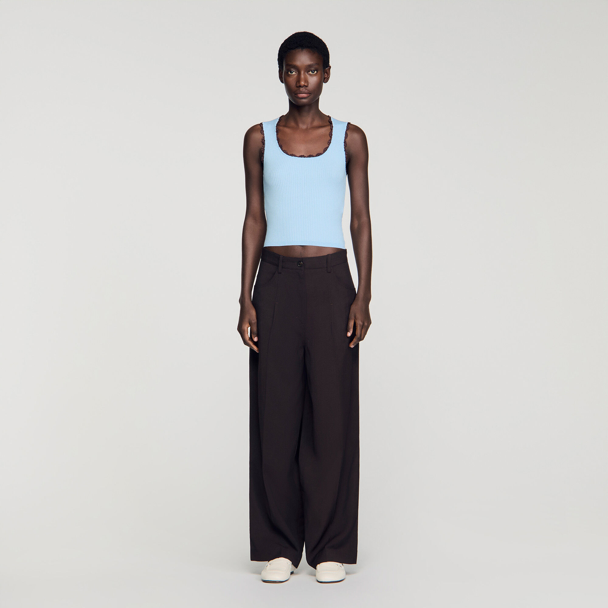 Crochet detail knit top