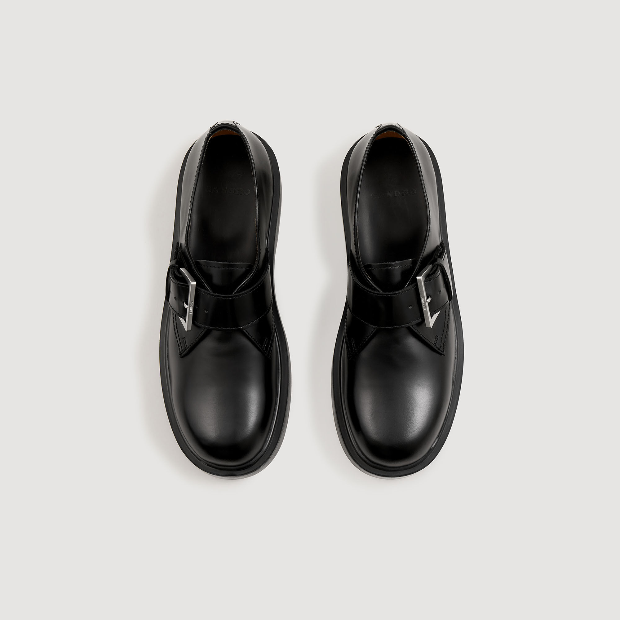 Glazed leather derbies
