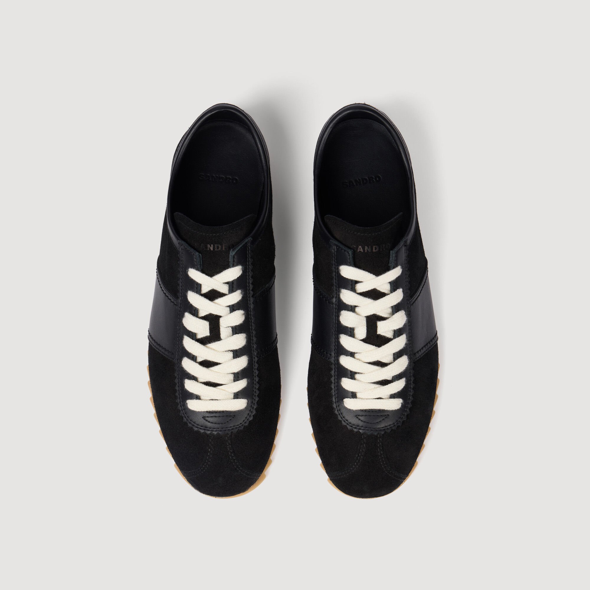Leather and suede low-top trainers