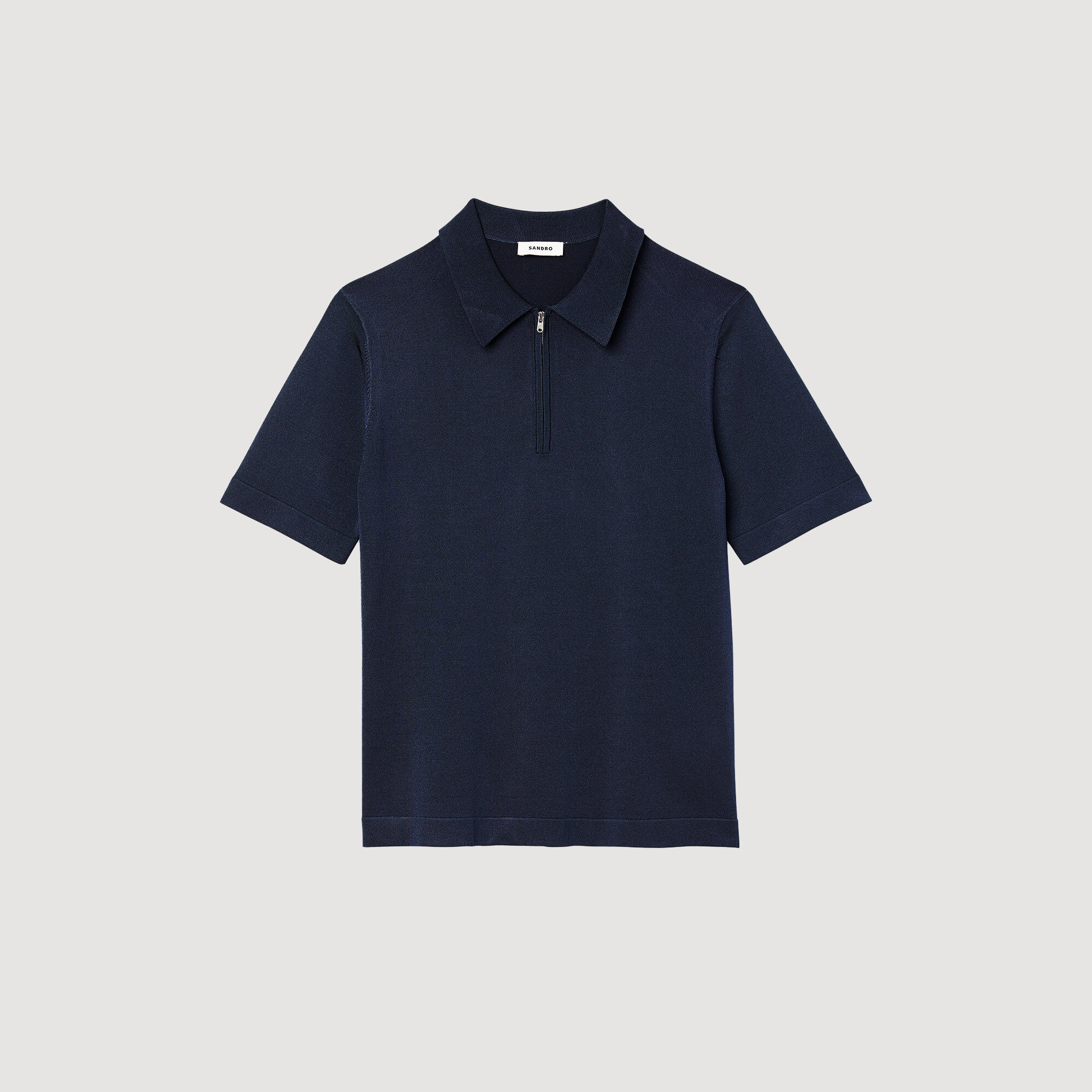 Knitted polo shirt with zip collar