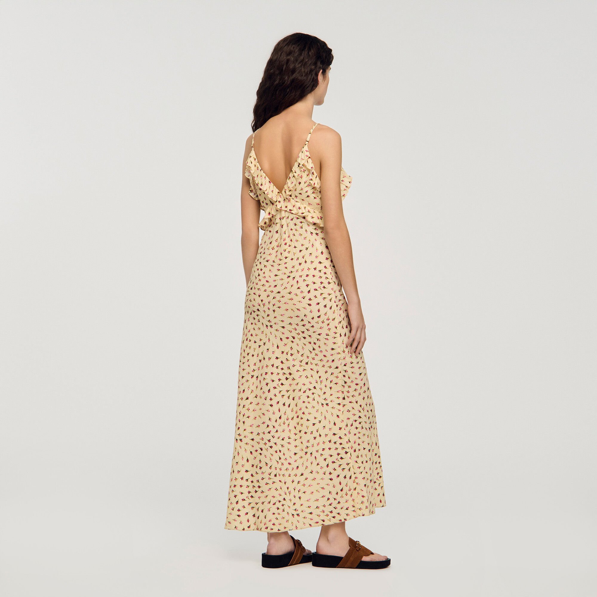 Robe longue imprim&eacute; fleur 