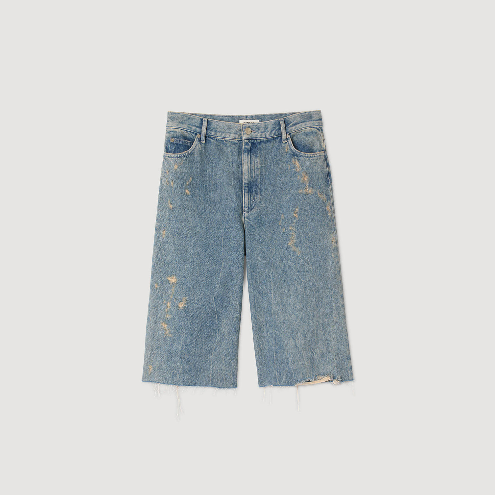 Distressed denim Bermuda shorts