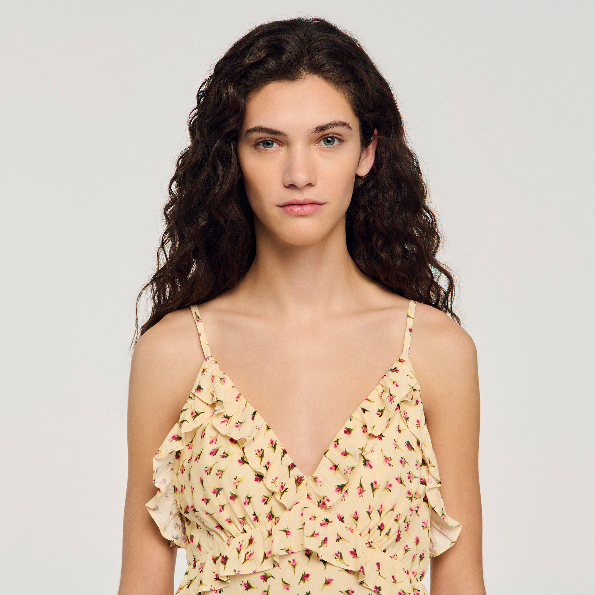 Robe longue imprim&eacute; fleur 