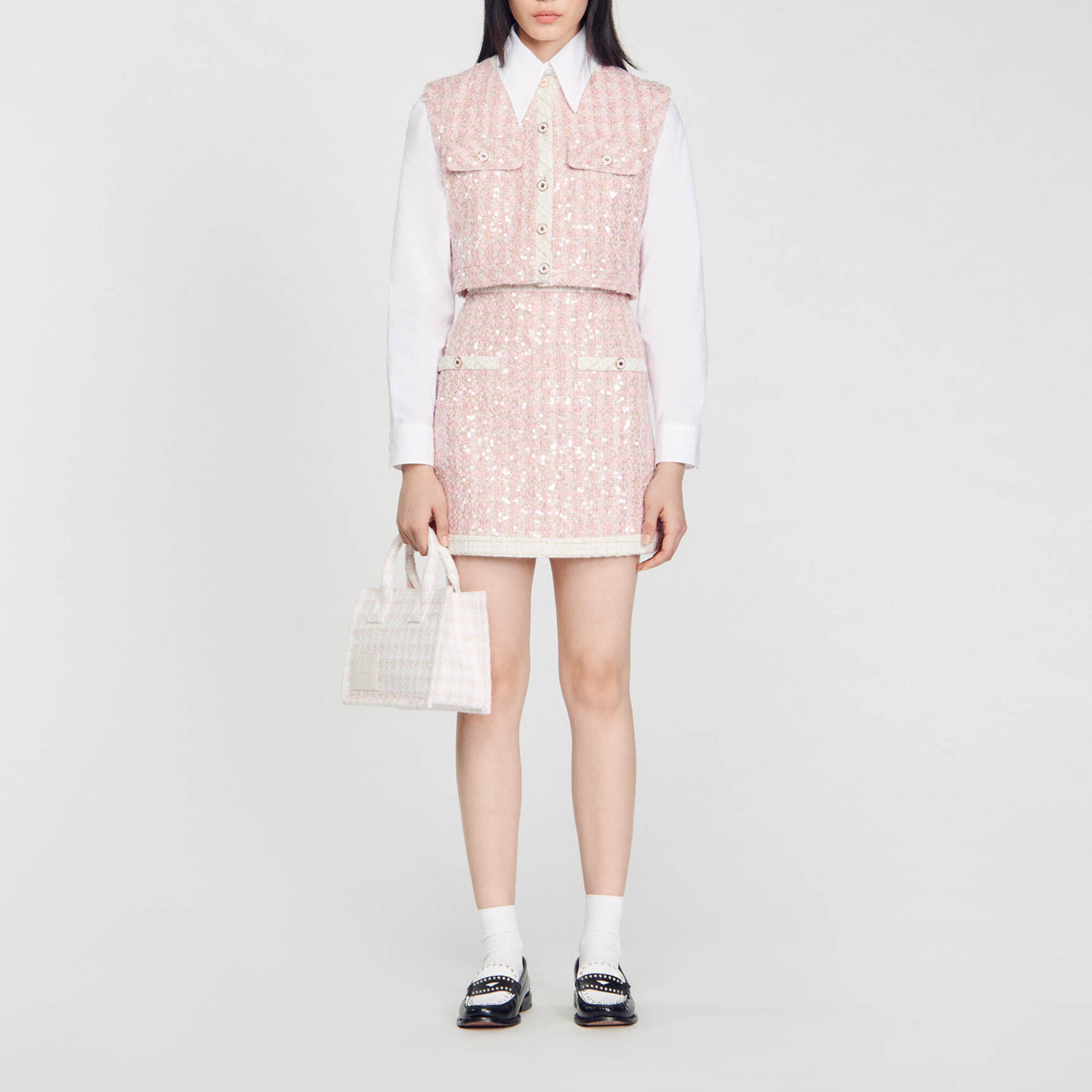 Short tweed skirt pink For Women Sandro Paris