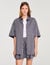 Oversized striped rhinestone shirt
