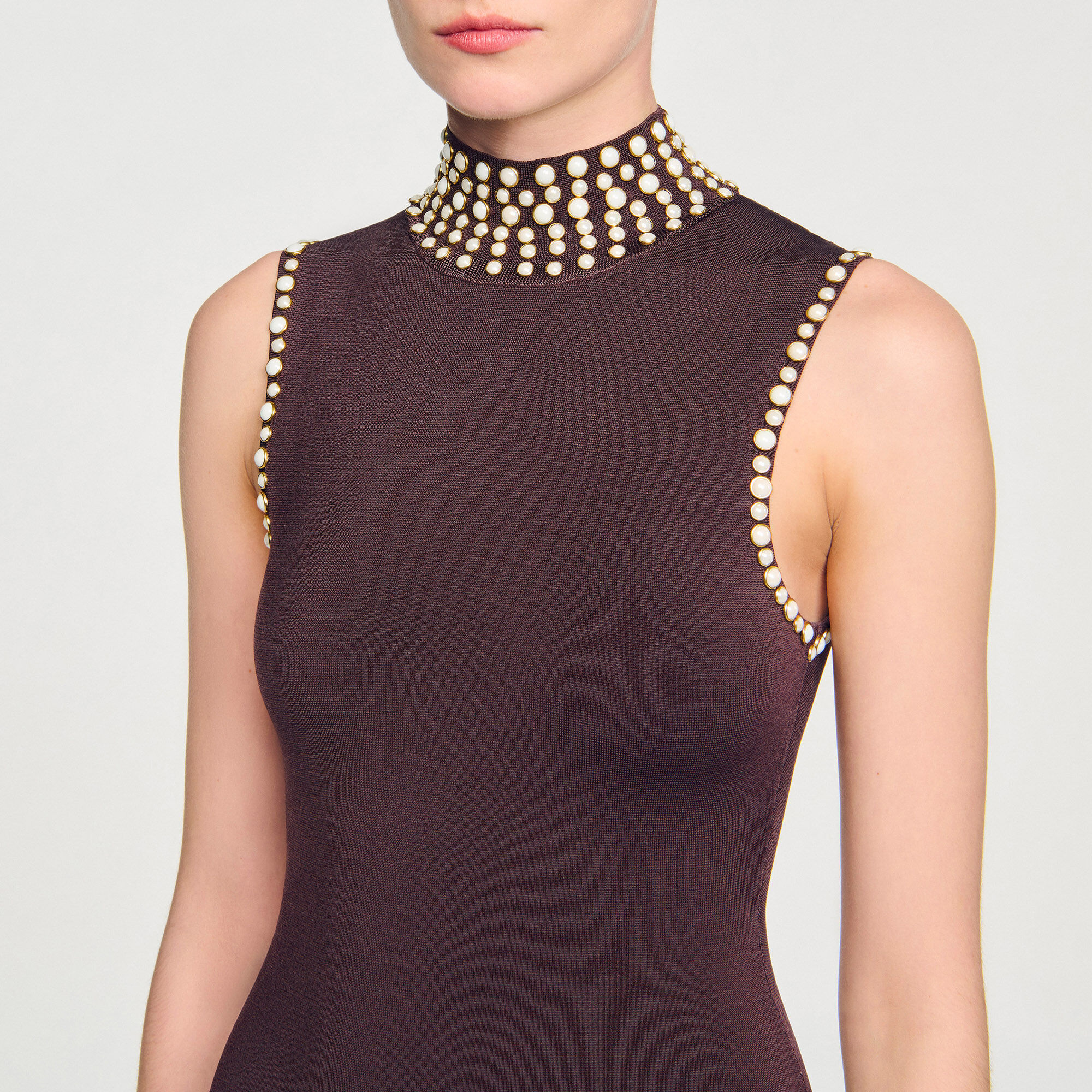 Langes Strickkleid mit Fransen