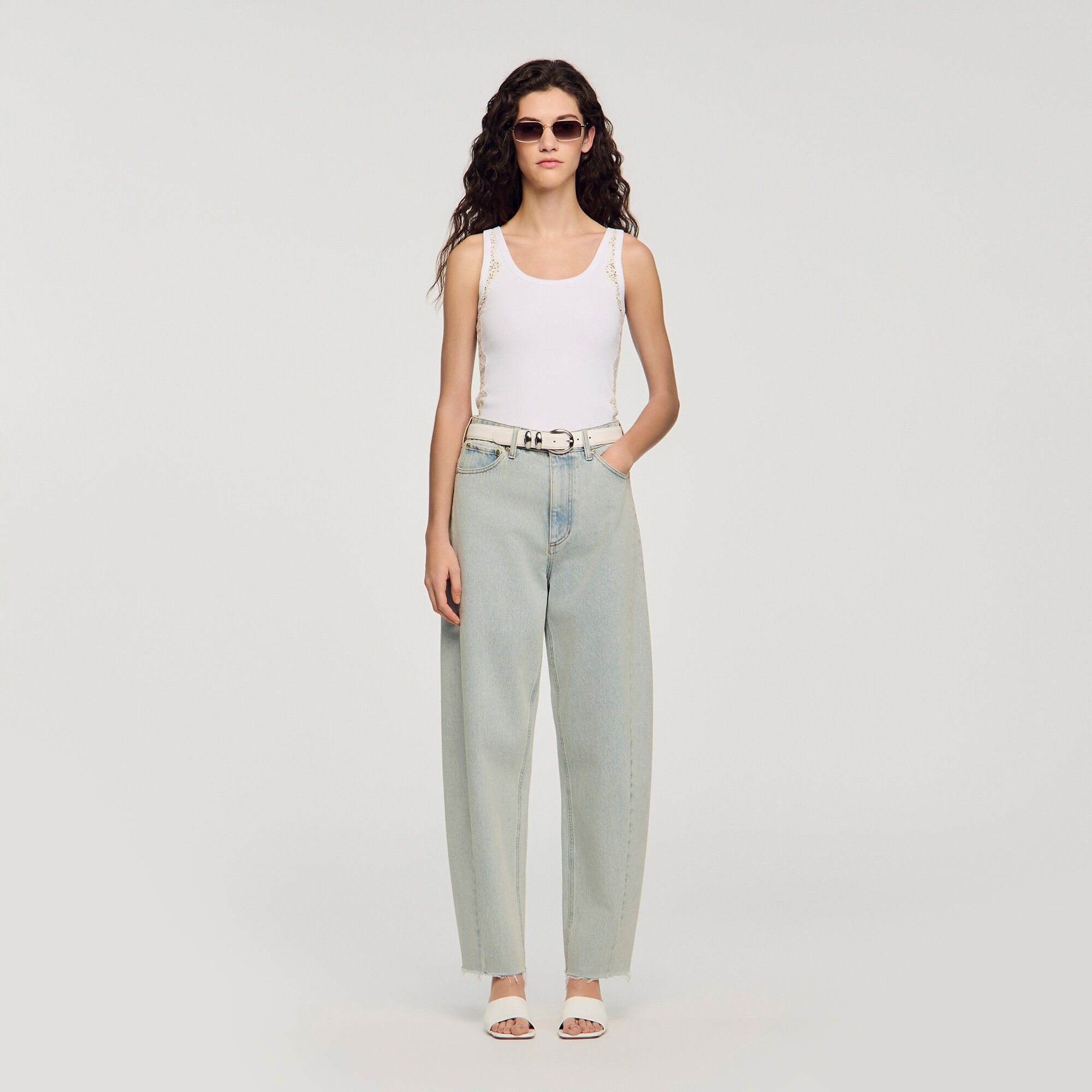 Vest top with lace detail