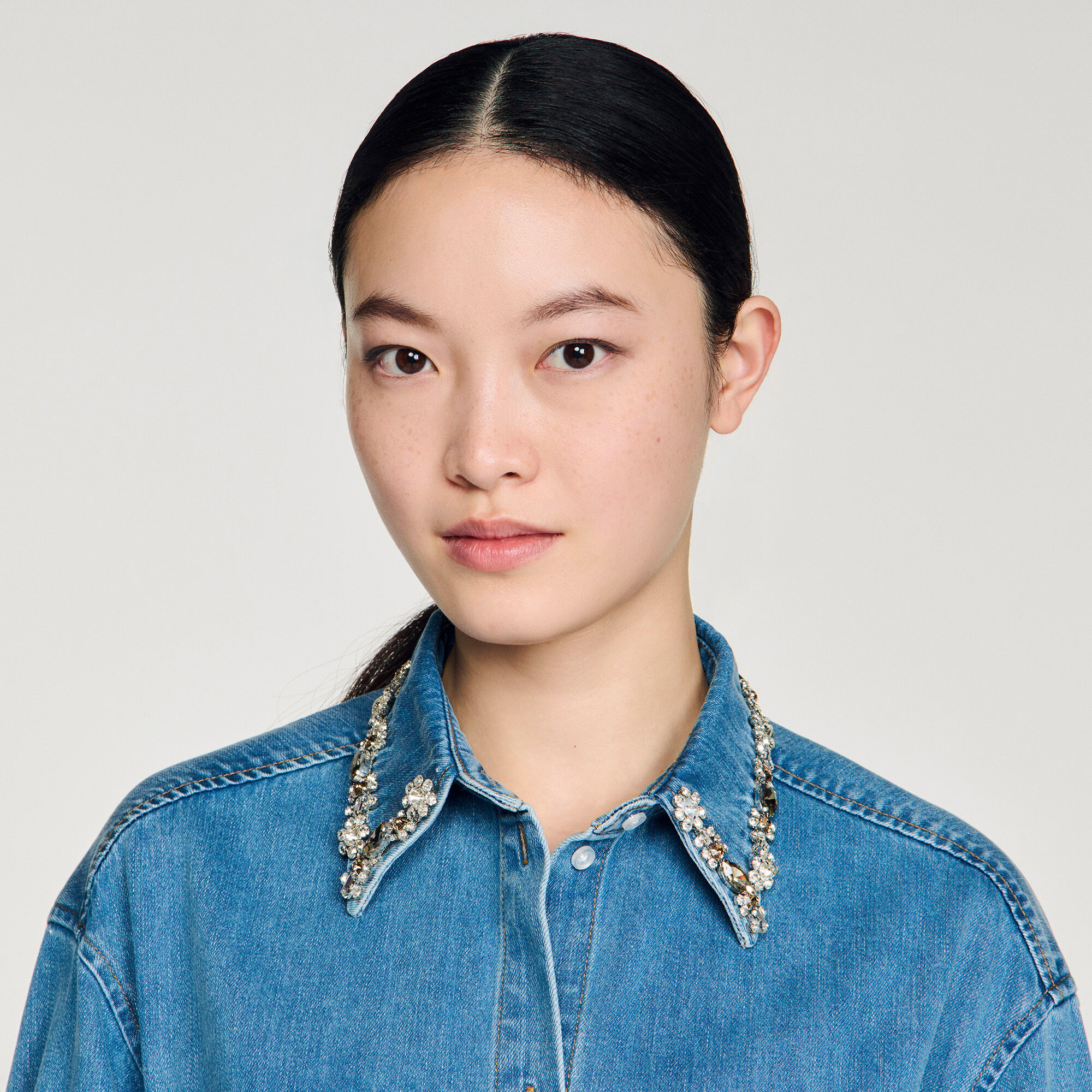 Jeanshemd mit Strass