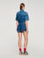 Ruffled denim shorts