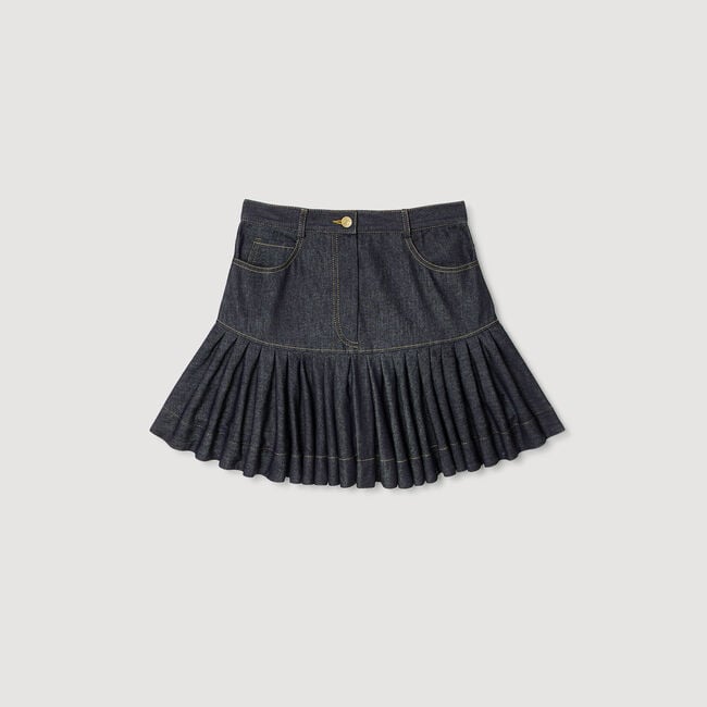 Short denim ruffled skirt