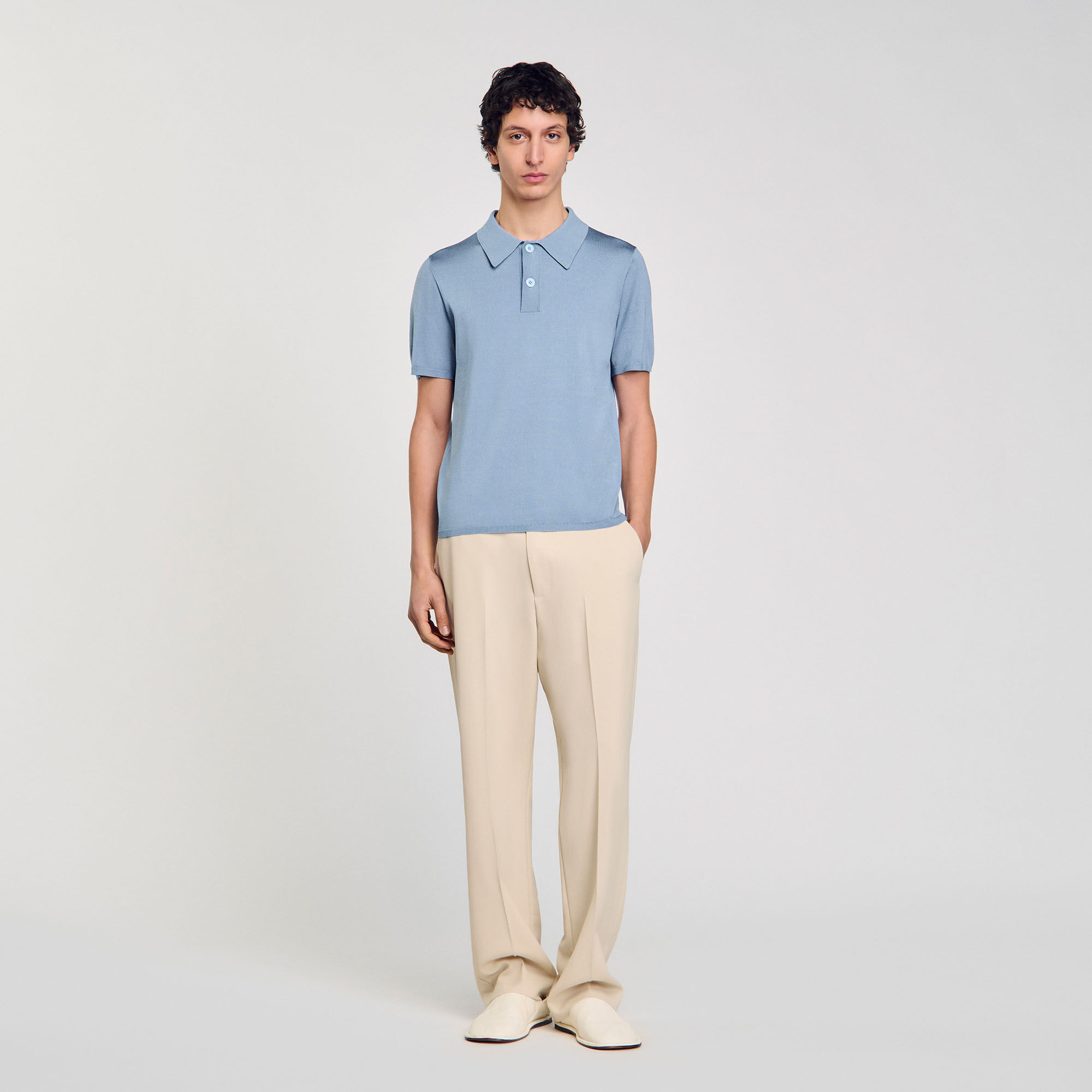 Strick-Poloshirt mit kurzen Ärmeln
