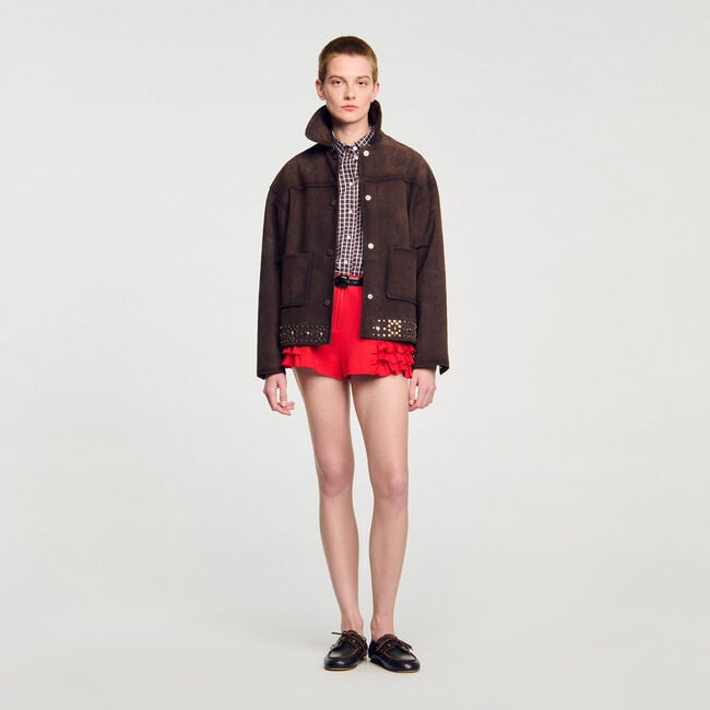 Veste en cuir suède ornée de studs