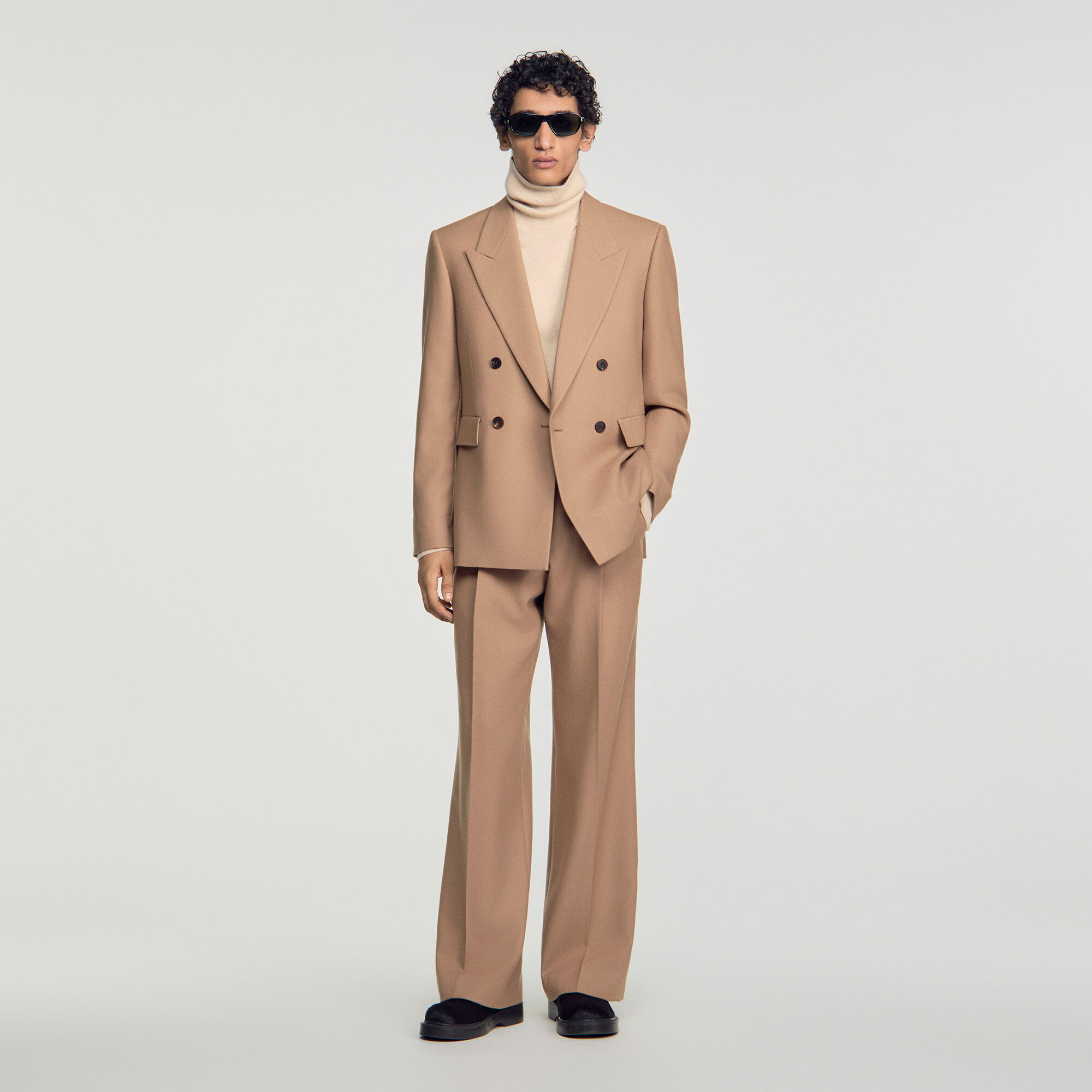 Veste de costume crois&eacute;e en laine - Homme | Sandro