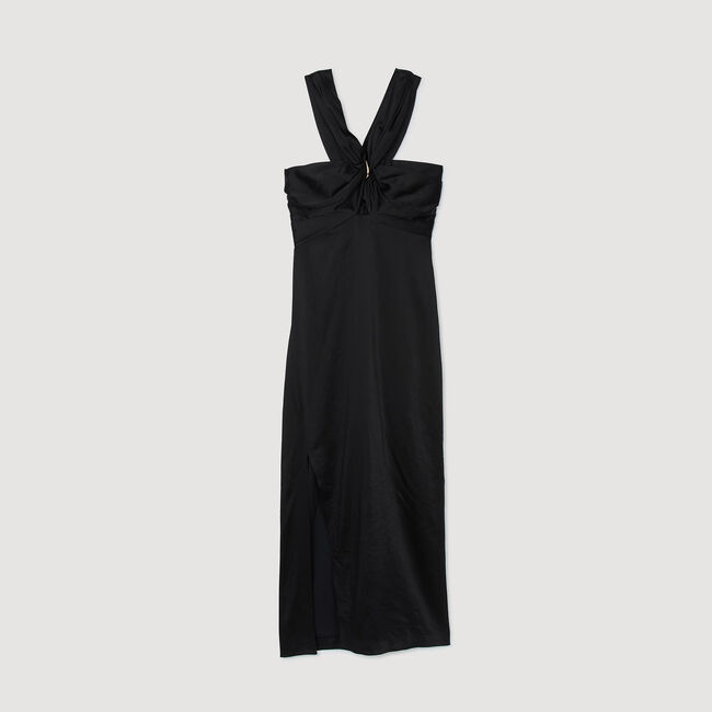 Robe longue  satinée fendue