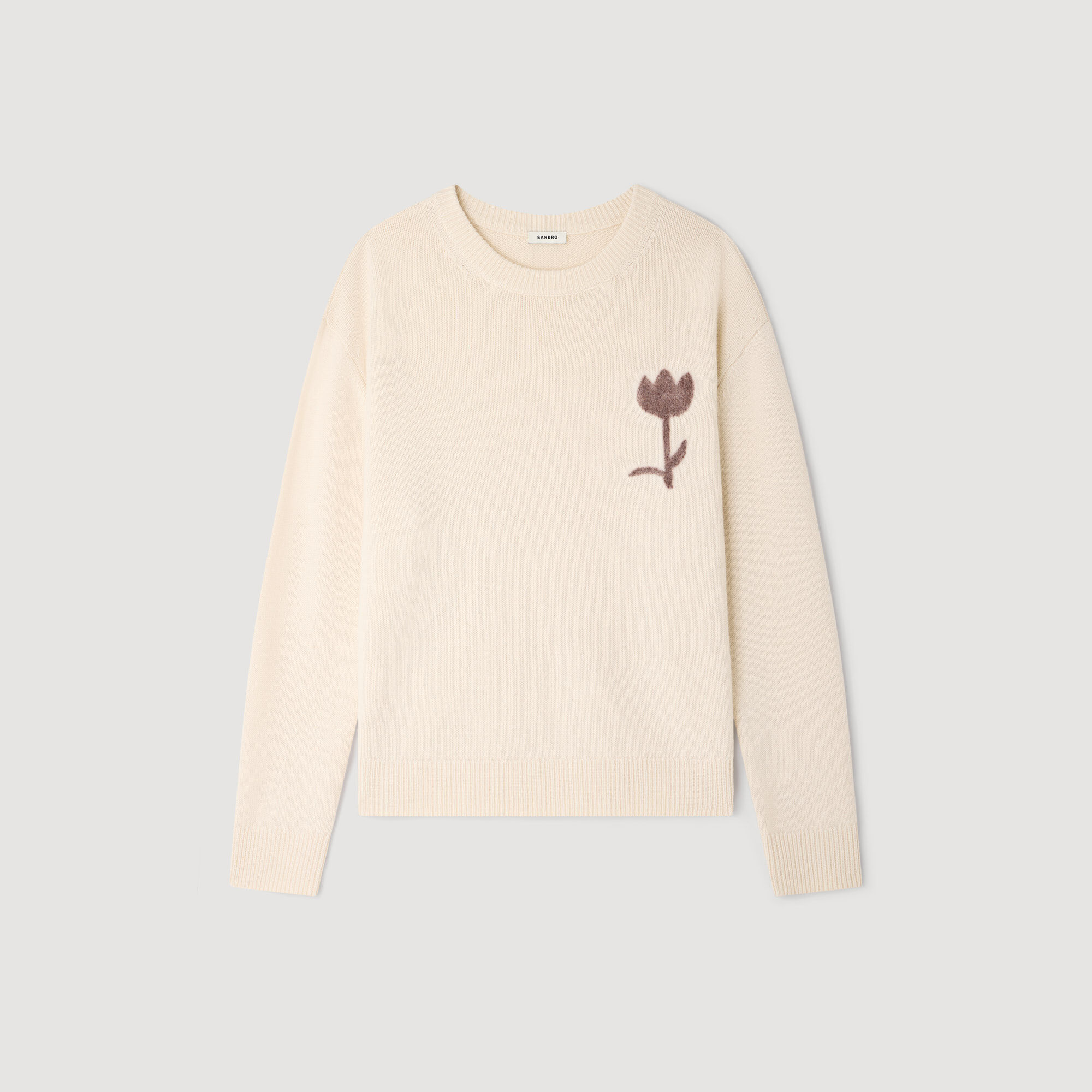 Wollpullover mit Blumendetail
