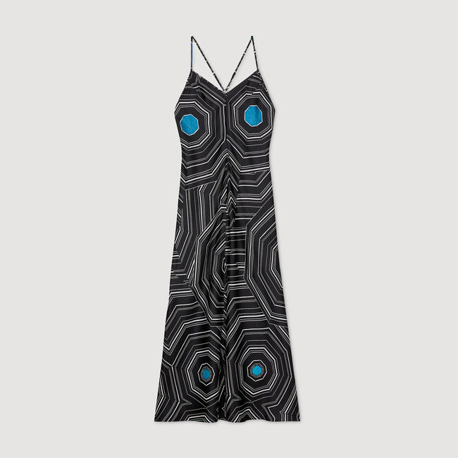 Robe longue en soie imprimée