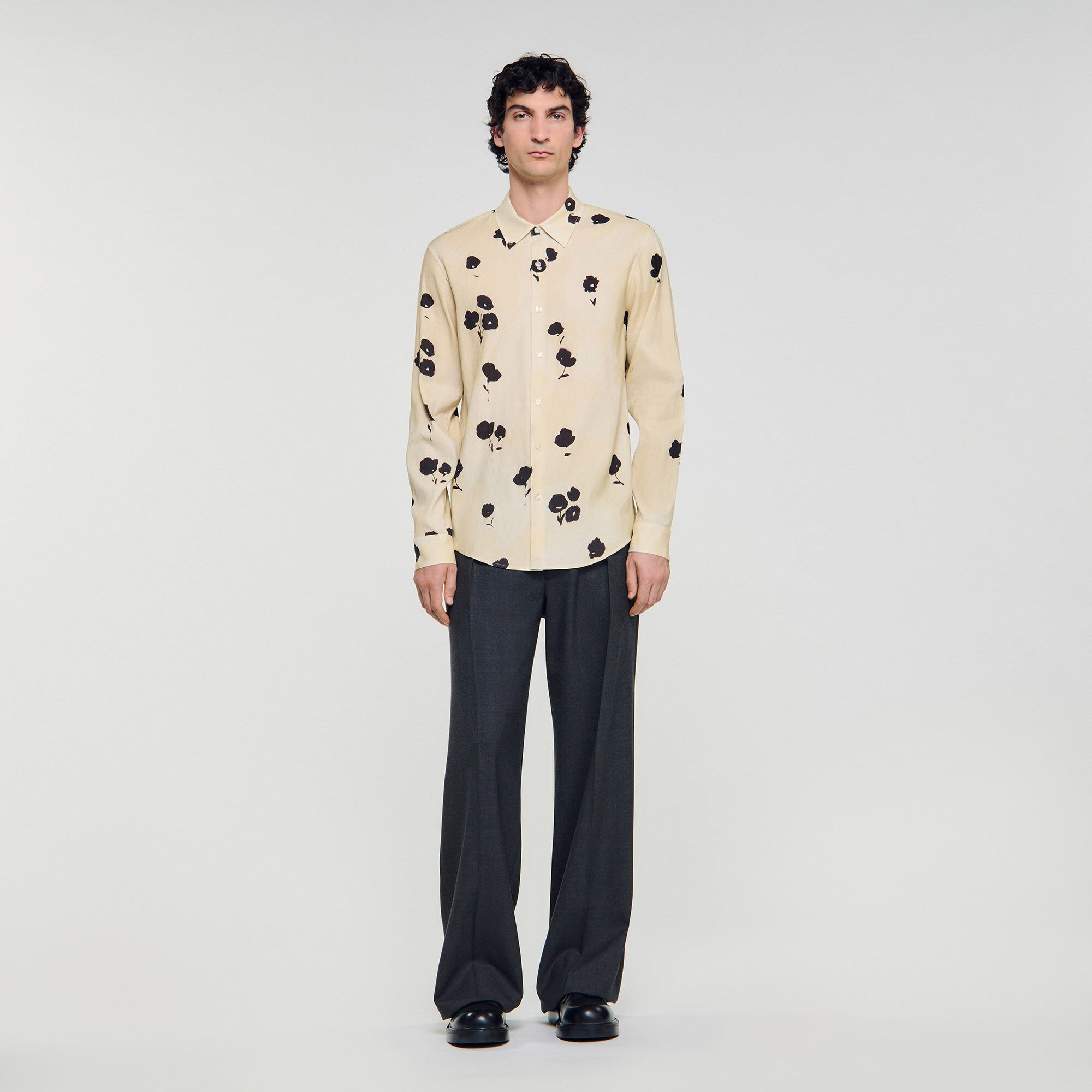 Floral print linen shirt