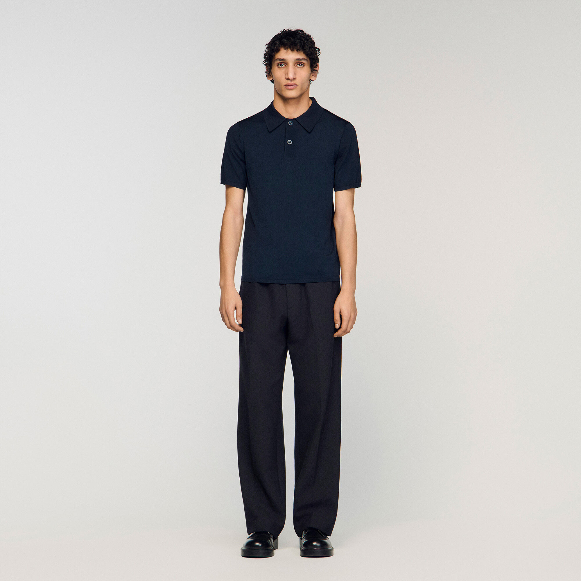 Strick-Poloshirt mit kurzen &Auml;rmeln