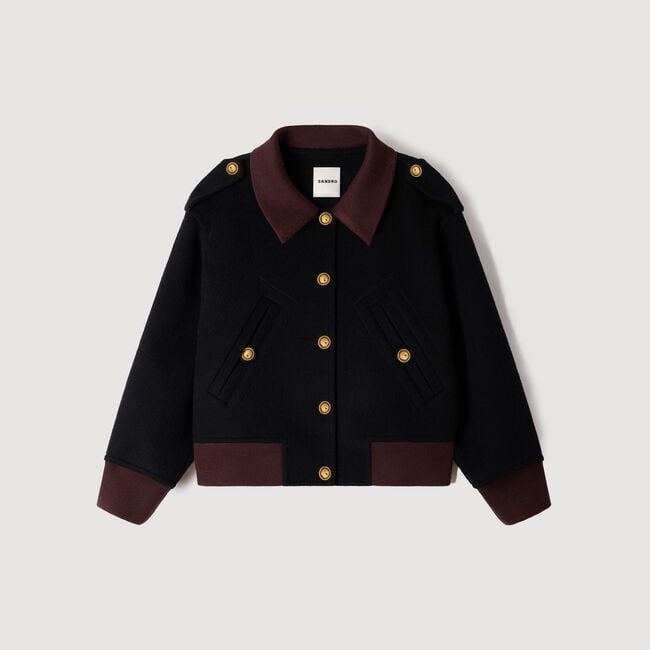 Kurzer Mantel mit Kontrastkragen - Damen | Sandro